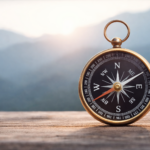 Brújula sobre mesa, símbolo de liderazgo con disciplina y criterios claros